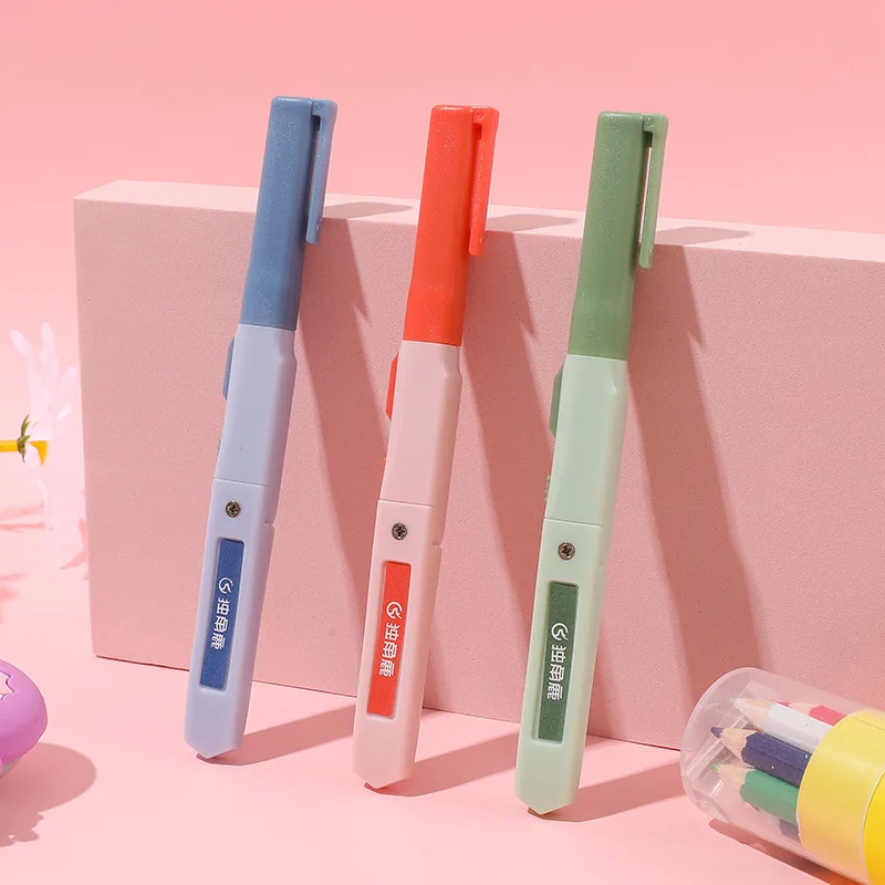 

1 Pcs Portable utility knife pen shape is convenient to carry, convenient and safe to use Macaron color scissors dual-use type