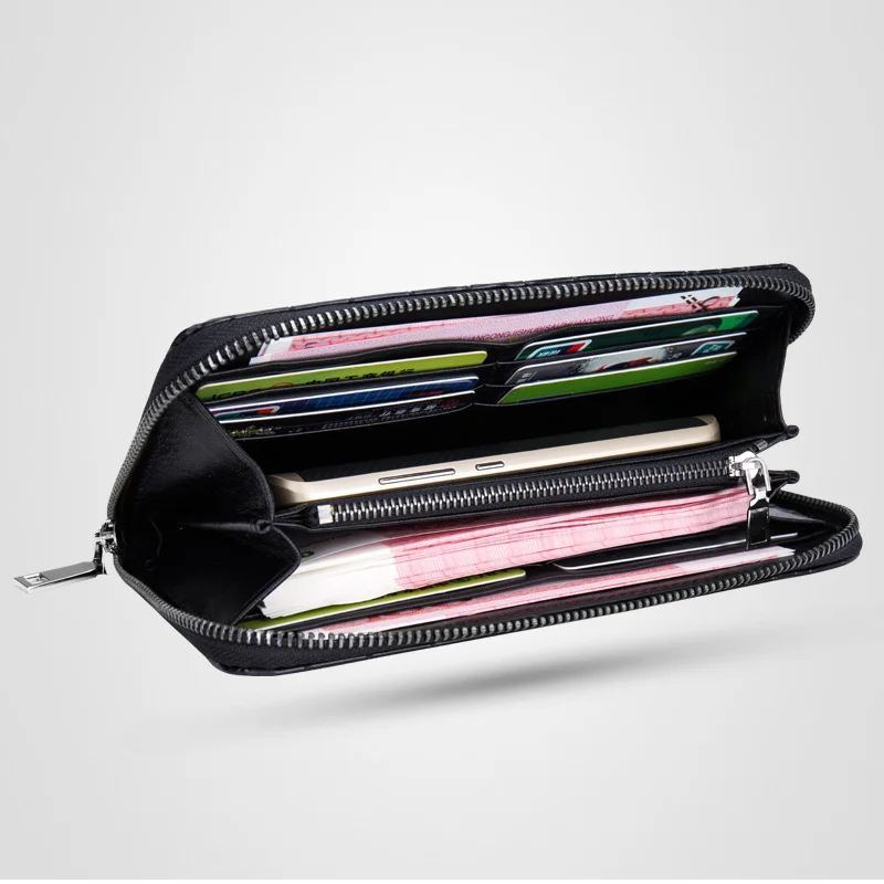 

Luxury Men Wallet Cow Genuine Leather Purse Alligator Handbags Interior Zipper Pocket wallets Phone Pocket Standard Purses