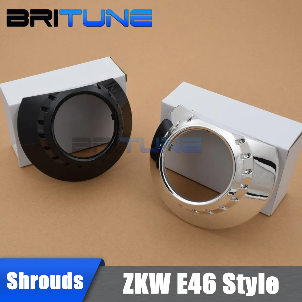 Projektör Shrouds için E46 ZKW far lensler çerçeve DIY 3.0 bi-xenon Lens kapakları araba ışıkları için aksesuarları Tuning siyah gümüş