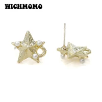2021 new 1413mm high quality alloy pentagram inlaid acrylic pearl earring base connectors for diy earring jewelry accessories