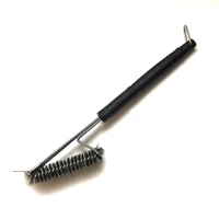 stainless steel bbq wire brush scraper three head bbq brush oven grill with cleaning brush bbq tool outdoor field tool h2
