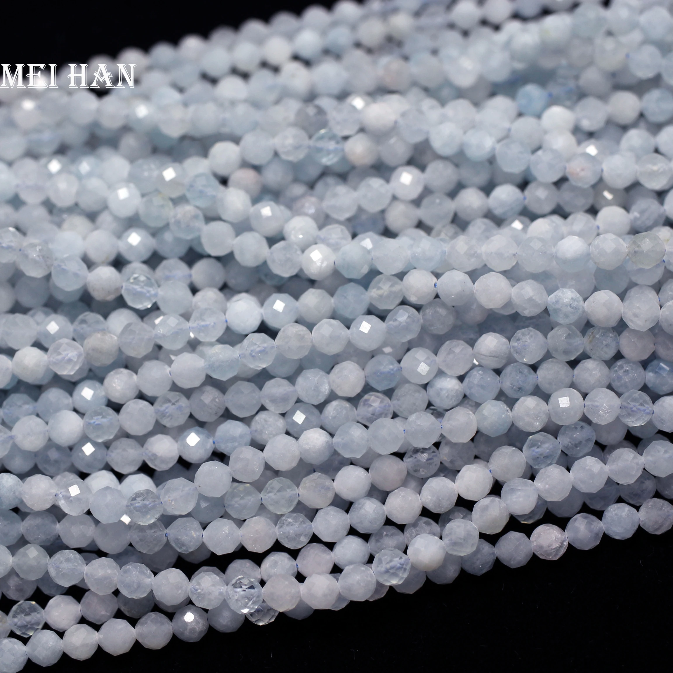 Meihan Natural 4.6mm &amp 5.2mm faceted round aquamarinee handmade loose stone beads for jewelry making design DIY | Украшения и