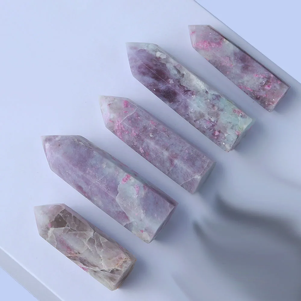 5-8 см натуральный кварц башня Турмалин цветущей сливы кристалл точка энергии