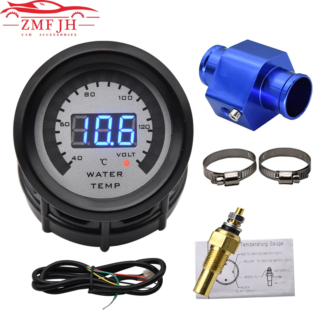 52 мм 2 в 1 Автомобильный гоночный цифровой измеритель напряжения + температуры