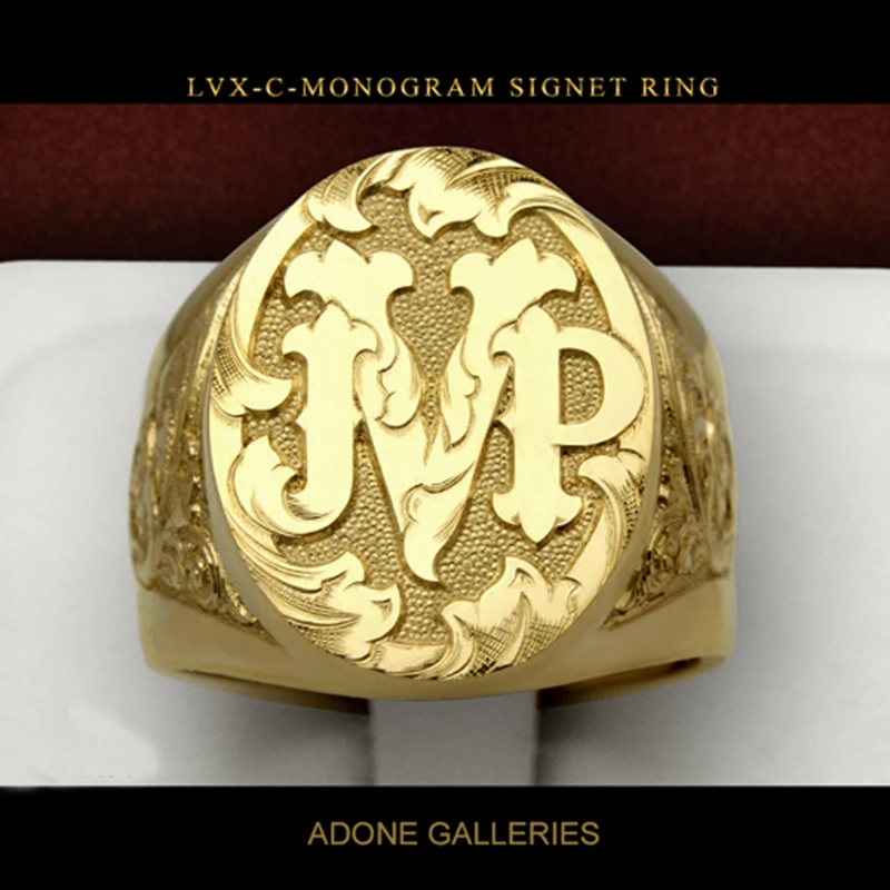 Роскошное кольцо с монограммой MVP позолоченное искусственное для мужчин женщин