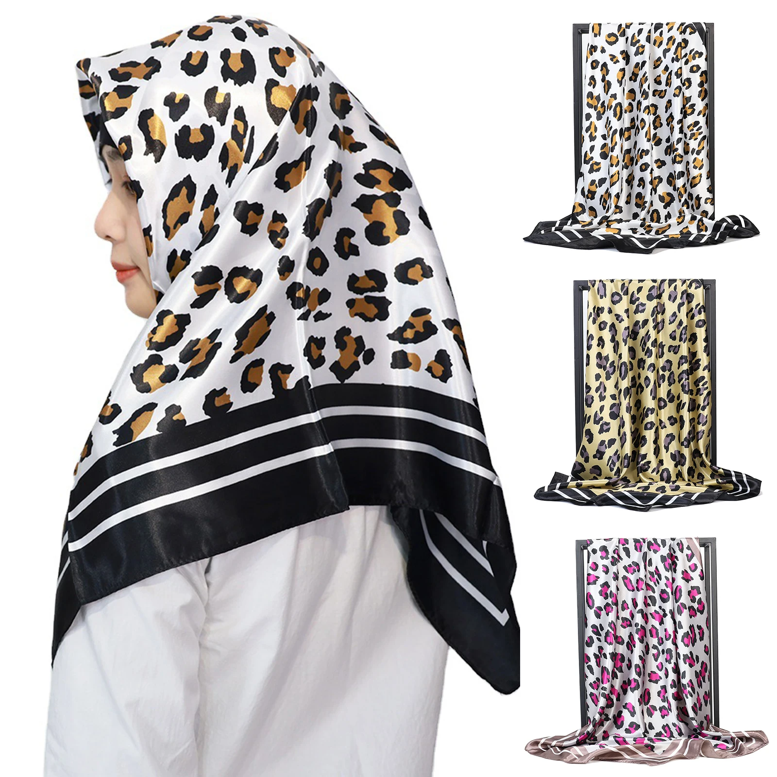 

Недавно 90*90 см имитация шелка как шарф атласный платок для Для женщин мягкие волосы шарф бандана подарки DO99