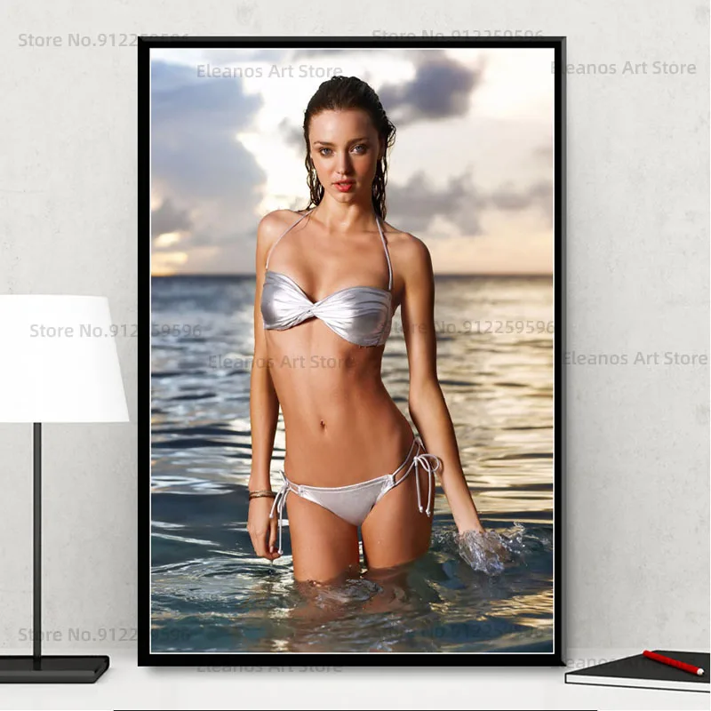 Z433 Миранда Керр девушка модель сексуальная горячая звезда черно-белая фото