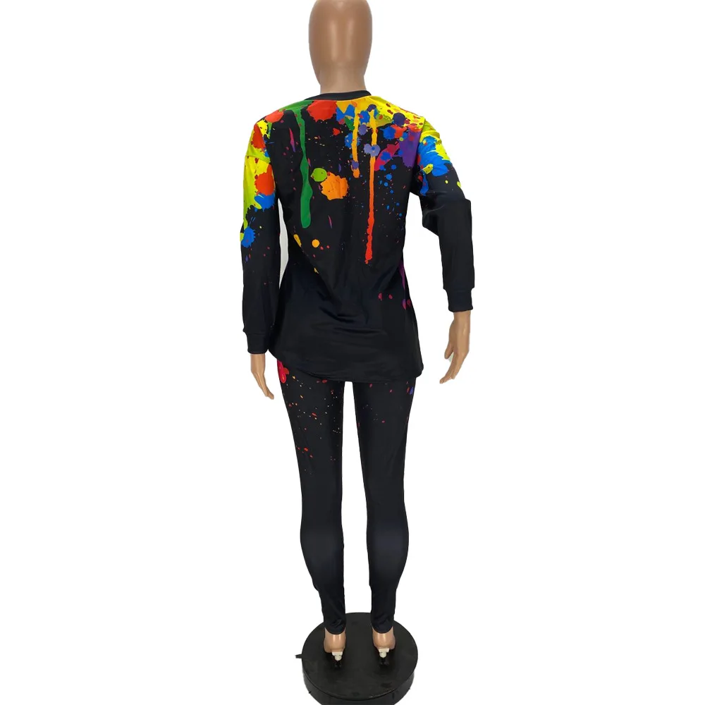 

Splash-ink Plus Size 2 Two Pieces Sets Casual Autumn Sweatshirts Jogger Tops + Pants Suits Women Clothing Outfits Tracksuits