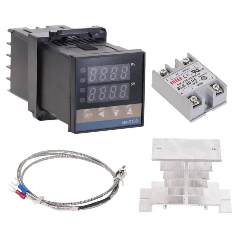 100 240VAC PID REX C100 Температура контроллер диапазон от 0 до 900C SSR40A K регулятор