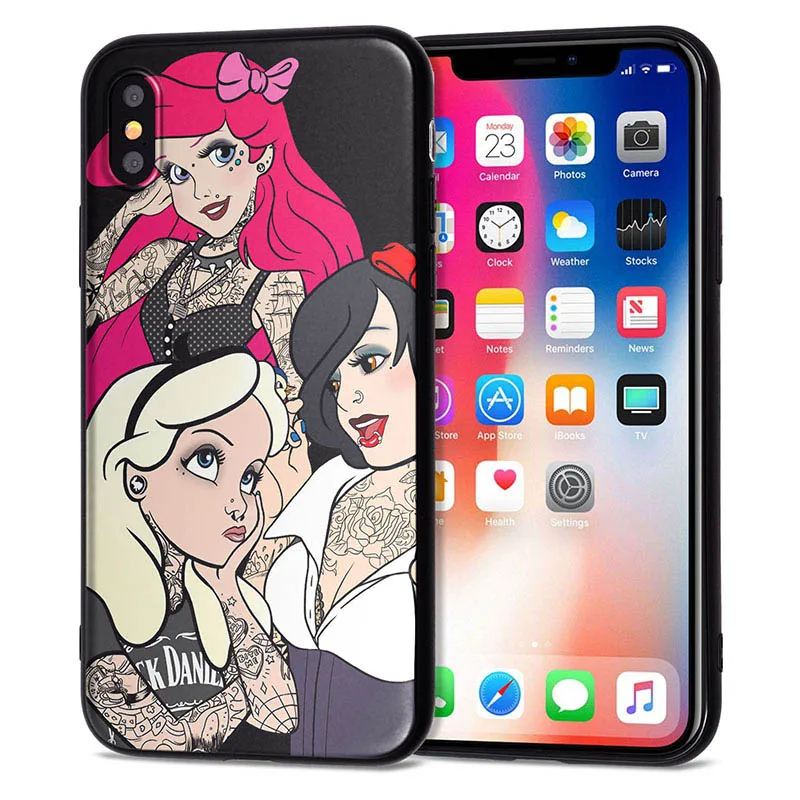 Чехол для iPhone 11 Pro, чехол для iPhone 5, 5S, 6, 6 S, 7, 8 Plus, X, XS, Max, тату, принцесса, чехол для iPhone 7, чехол из мягкого ТПУ для iPhone XR, чехол