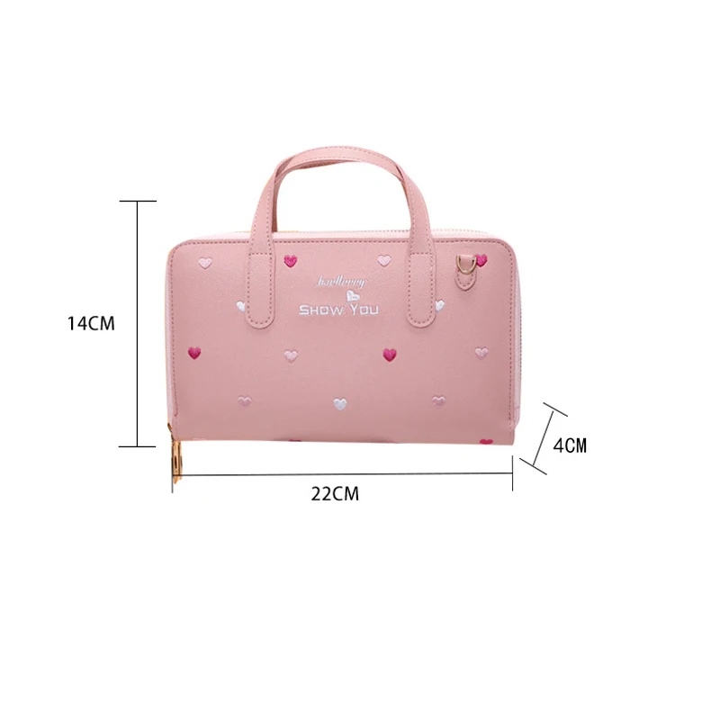 

BAELLERRY Top Quality Crossbody Tote Bags for Women Large Capacity Kawaii Cute Shoulder Bag Heart Embroidery Zipper Bolso Mujer