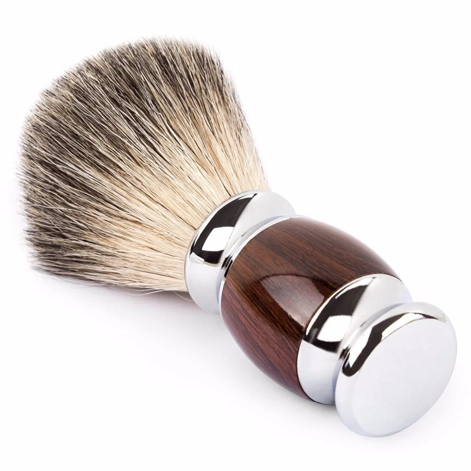 Qshave, Мужская щетка для бритья из чистого барсука, дерево,, для бритвы, безопасная, прямая, Классическая, безопасная бритва, деревянная, для бритья, Мужская щетка