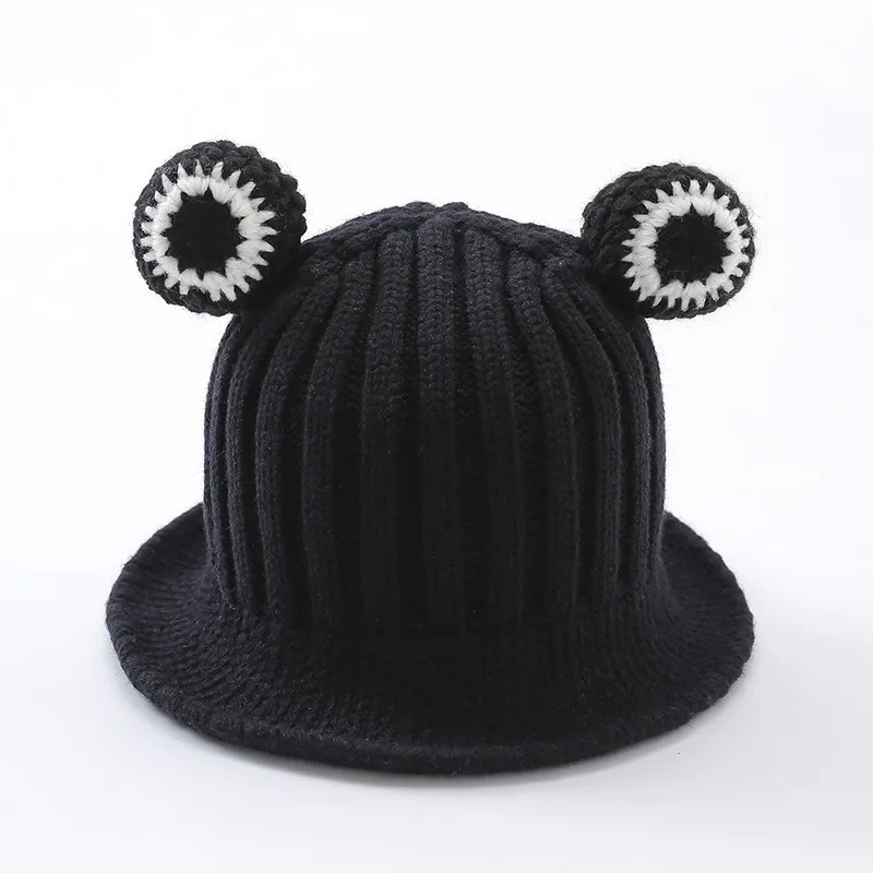 

2021 New Knitting Frog Hats Kids Warm Bucket Hat Girl Children Panama Boy Fisherman Cap Baby Gorro Pescador Casquette Gorra