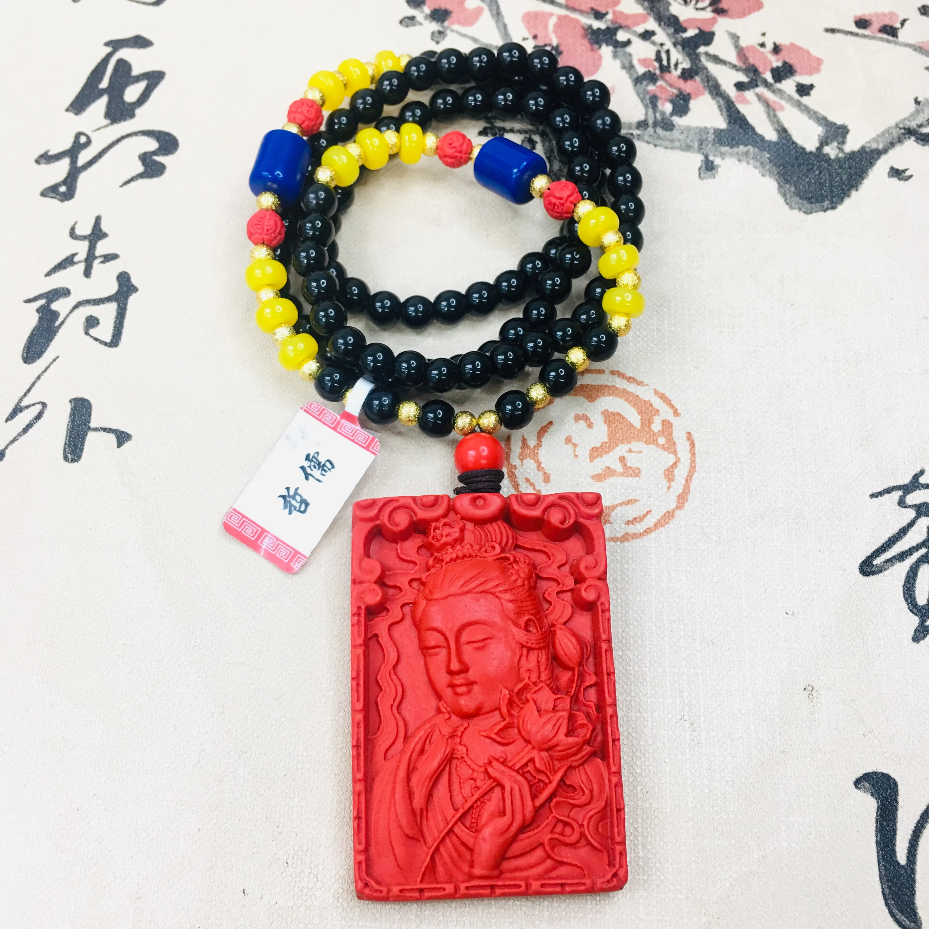 Цепочка Zheru из натуральной резной руды подвеска гуаньинского лотоса длиной до