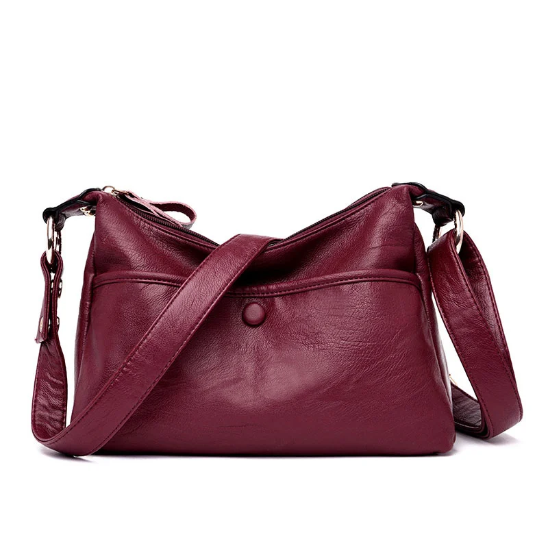 

Soft Leather Women's Bag Cross Bag 2021 New Leisure Fashion Middle Aged Women's Mother Bag Large Capacity Shoulder Bag