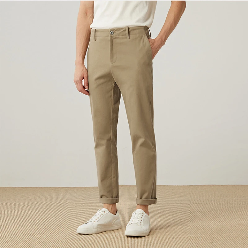 

Spring and autumn fashion men's casual trousers pants pants 9 points pants black gray khaki solid three-color men's trousers