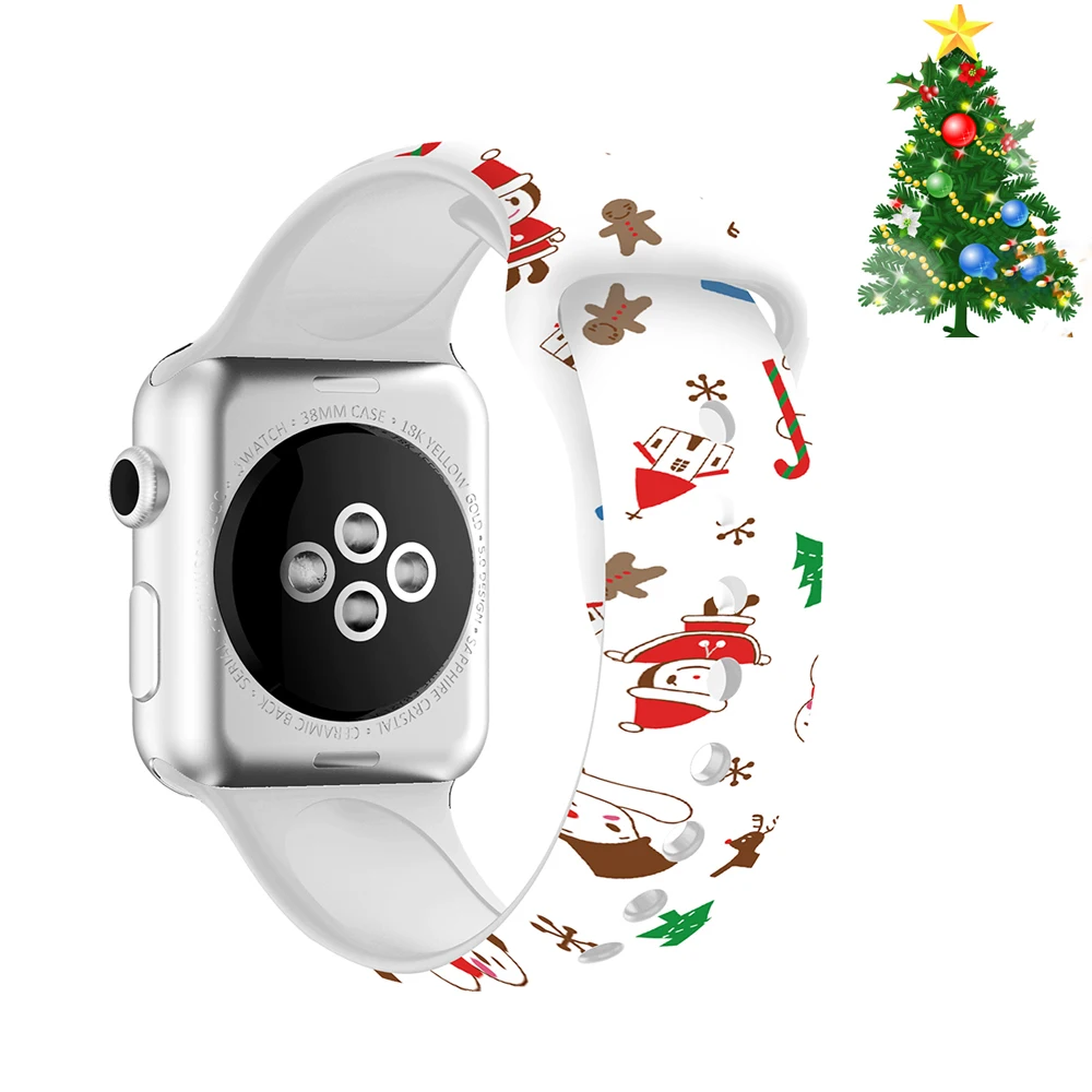 Ремешок для Apple watch band 5 4 3 44 мм 40 ремешок Рождественский подарок из силикона с