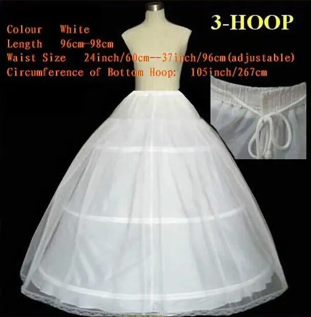 

Wedding Dress Petticoat Slip Adjustable Waist Size Two Layers Three Hoops Bridal Underskirt Crinolines Wedding Accessories