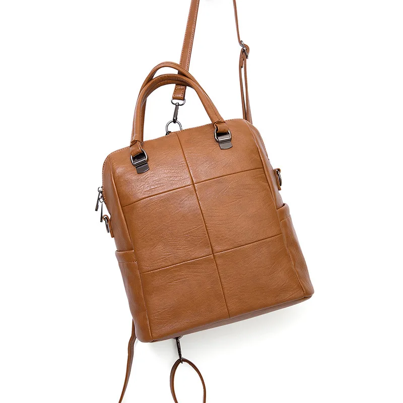 Рюкзак женский из мягкой кожи ранец для учебников школы и бизнеса сумка