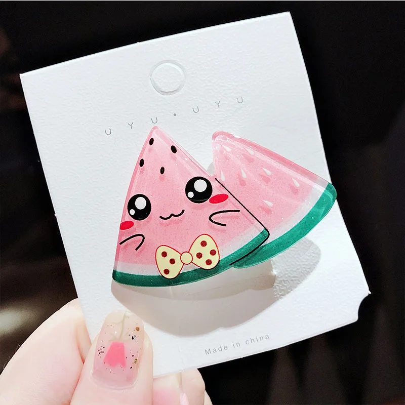 Watermelon 2 Новые летние детские заколки для волос с фруктами и овощами, модные женские головные уборы для девочек, ананас, арбуз заколки для волос, аксессуары - Цвет: Watermelon 2