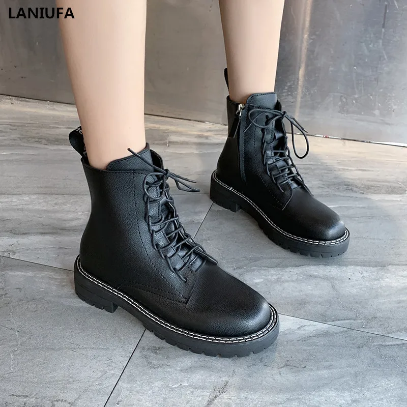 Женские повседневные зимние теплые ботильоны женская обувь с круглым носком на