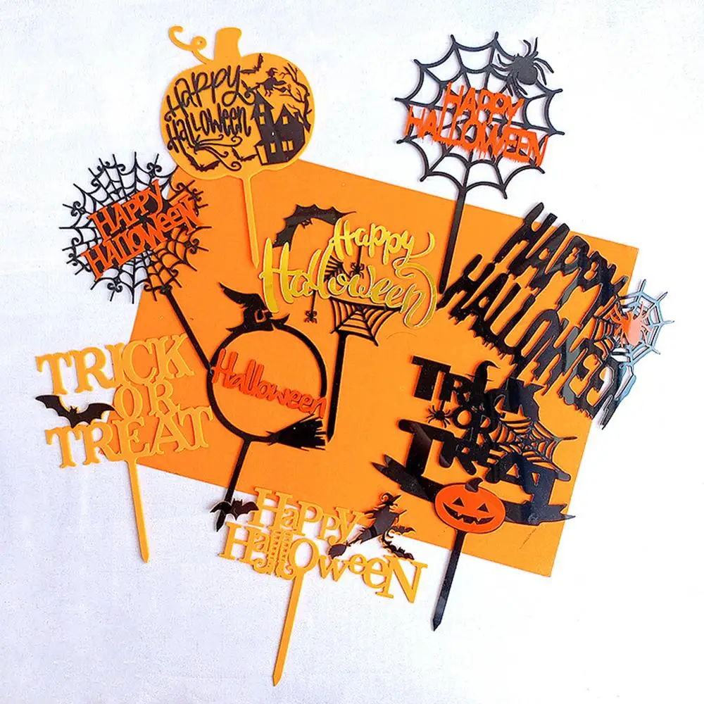 

Happy Halloween Acrylic Cake Topper Cake Golden Silvery Letters Resuable Topper Cupcake Dessert Decor Supplies