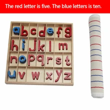 Small Letter with Wooden Box Blue Red Letter of the Alphabet Toys for Children Montessori Language Toys Christmas gifts