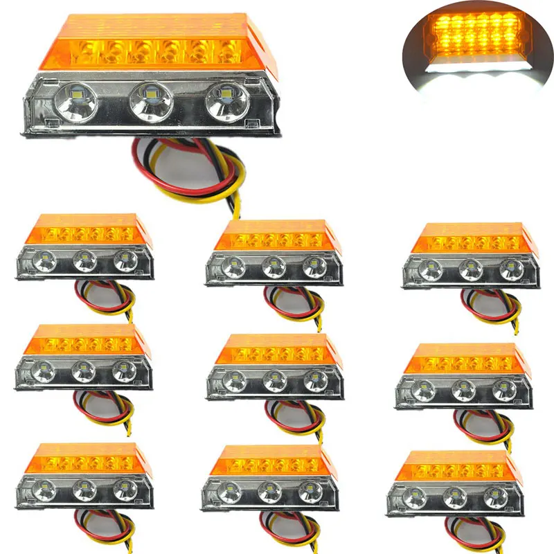 

2020 new 15LED square waterproof light guide light truck ground light/side light DC24V yellow light