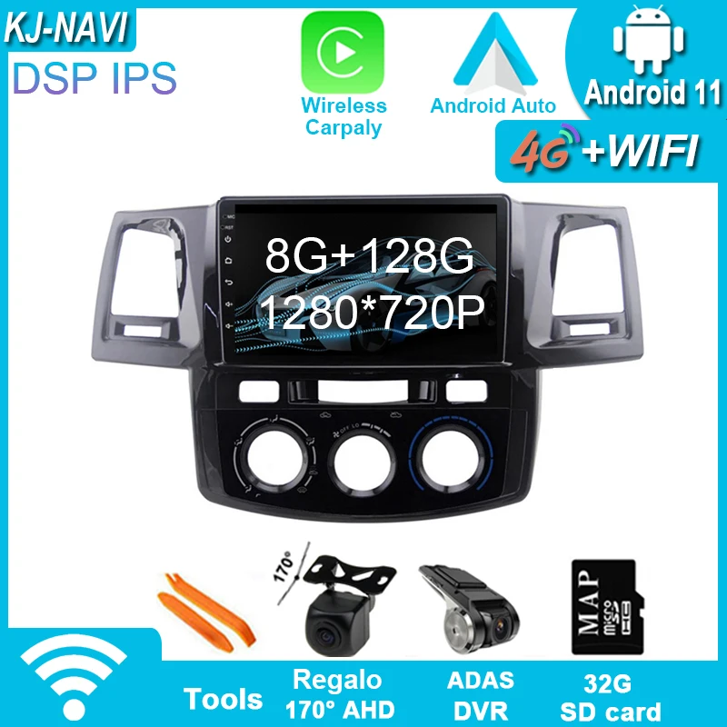 

Android 11 для Toyota Fortuner HILUX Revo Vigo 2008-2014 автомобильное радио, мультимедийный автомобильный GPS-навигатор CARPALY без DVD