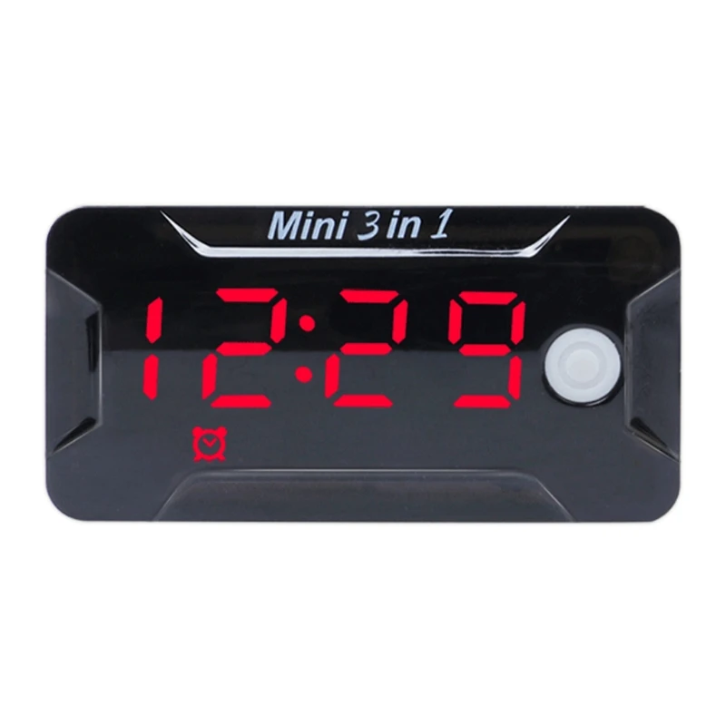 

Universal 3-In-1 Motorcycle Electronic Clock Thermometer Voltmeter Dust-proof LED Watch Digital Display DC 8V-72V