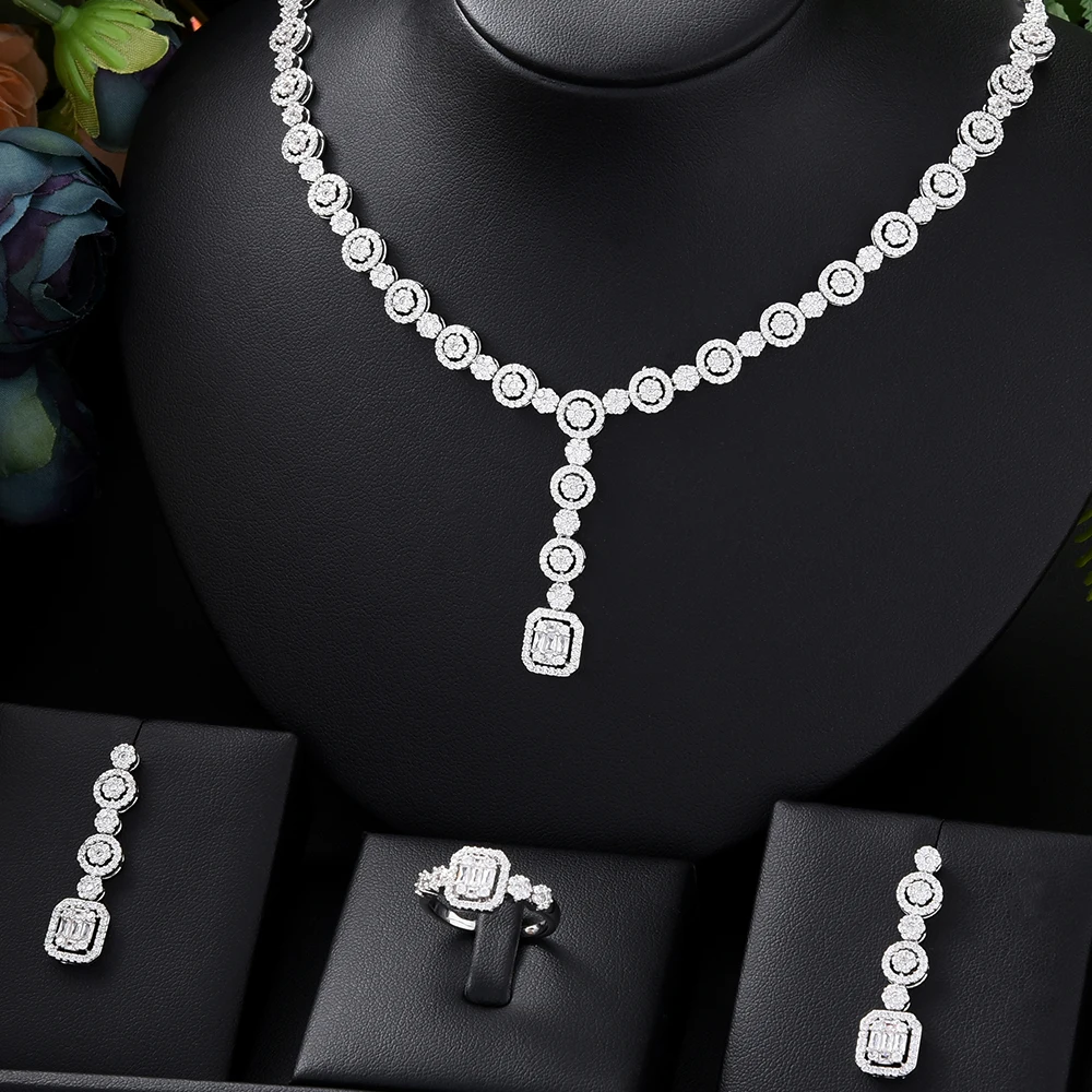 

KellyBola Exclusive Luxury Gorgeous Jewelry Zircon Necklace 3PCS Set Suitable for Women's Wedding Banquet Jewelry 2021