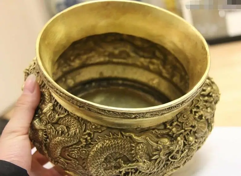 Китайский фэн-шуй латунь медь девять драконов курильница