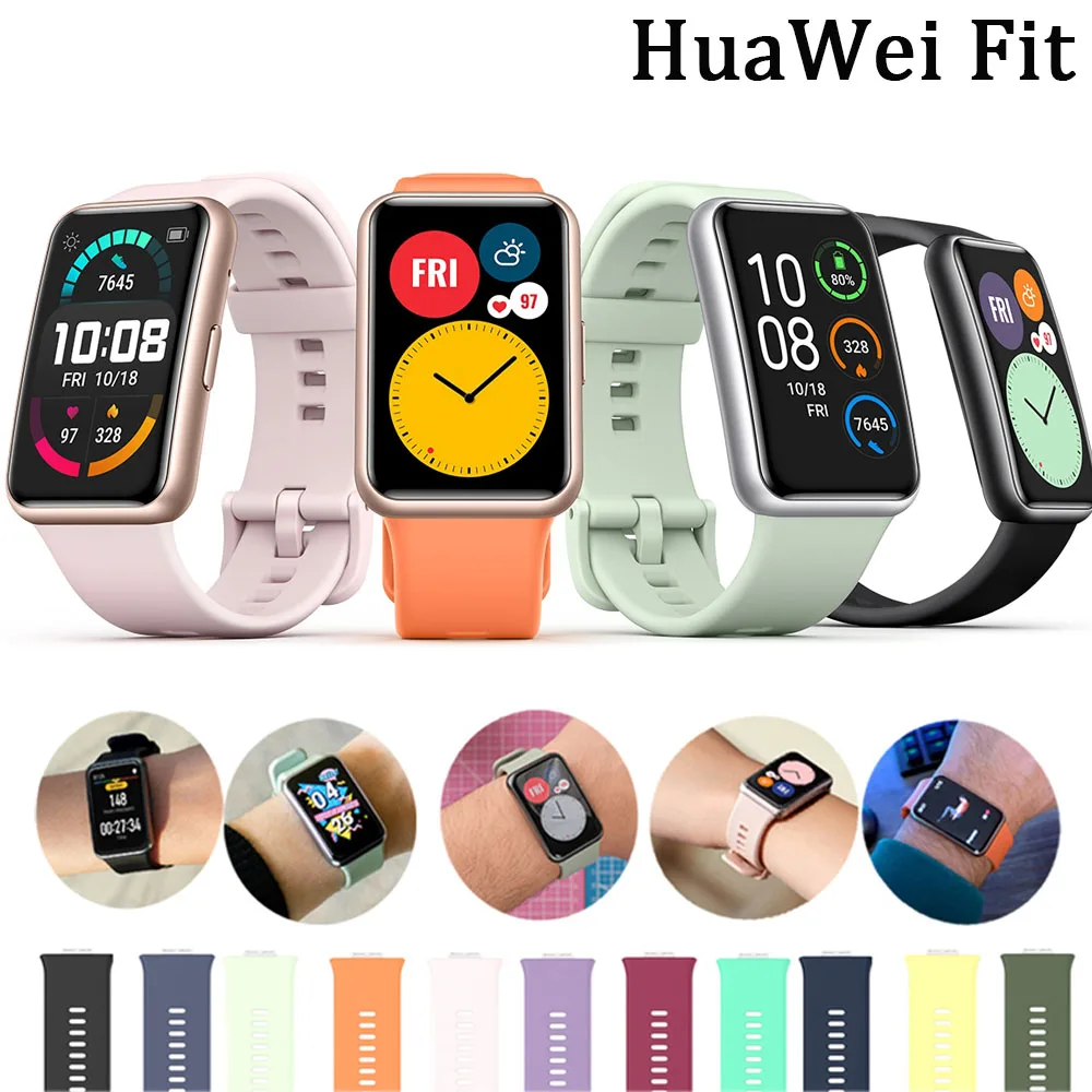 

Силиконовый ремешок для Huawei Watch FIT, аксессуары для умных часов, сменный Браслет для наручных часов Huawei Watch fit 2020