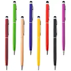 20 шт.лот, металлическая шариковая ручка с черными чернилами 0,7 мм 2 в 1, шариковый стилус, подарок для iPhone с логотипом на заказ