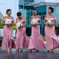 2021 off shoulder pink bridesmaid dresses african women sweetheart maid of honor dress mermaid wedding party dress custom made
