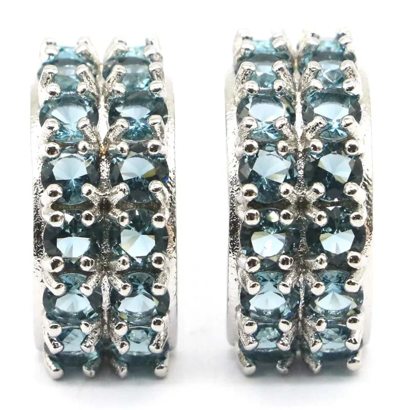 Женские серебряные серьги с голубым топазом 25 х10 мм | Украшения и аксессуары