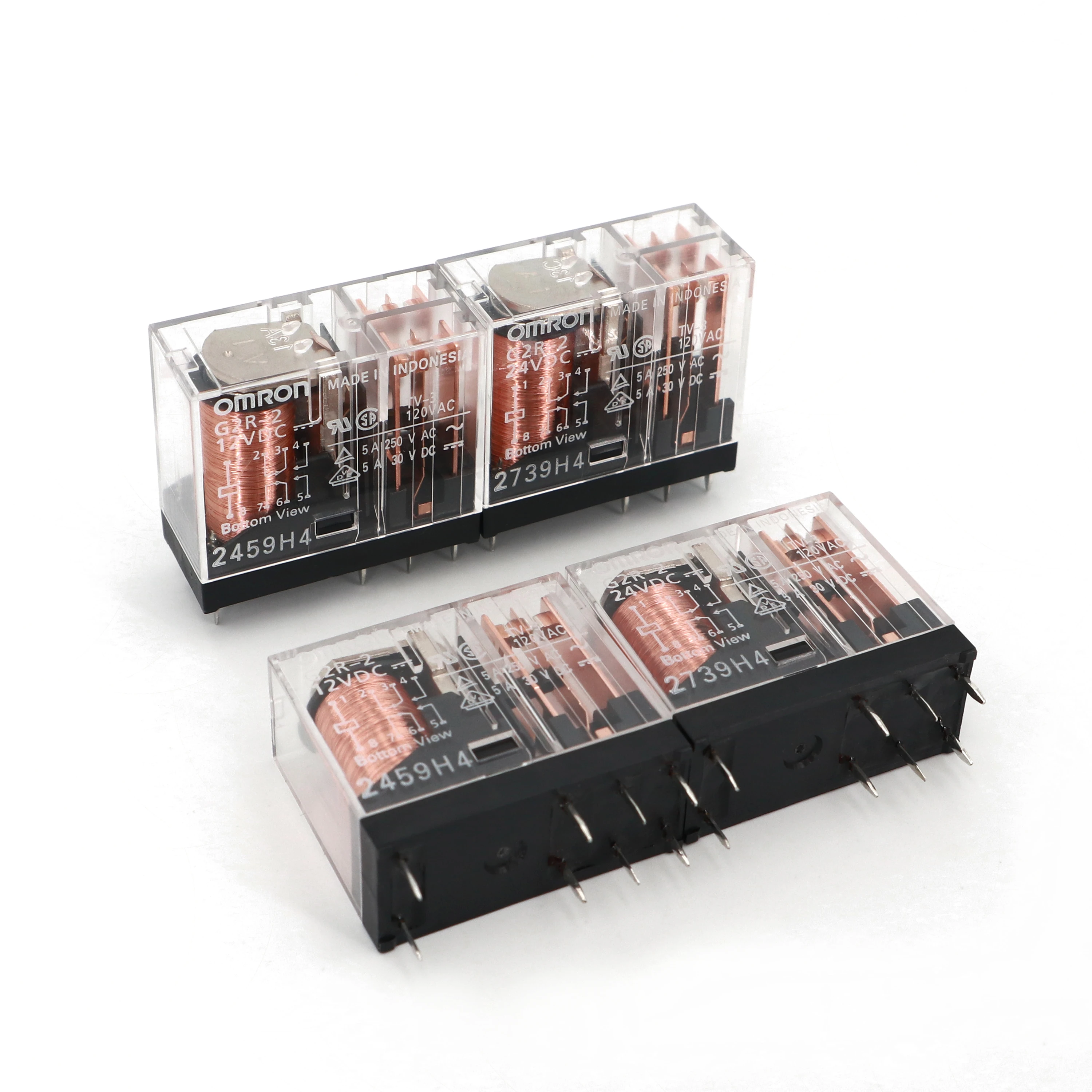 

5 шт., реле мощности OMRON G2R-2 5 В/12 В/24 В постоянного тока, 8 контактов, 5 А/250 В переменного тока, реле мощности DPDT