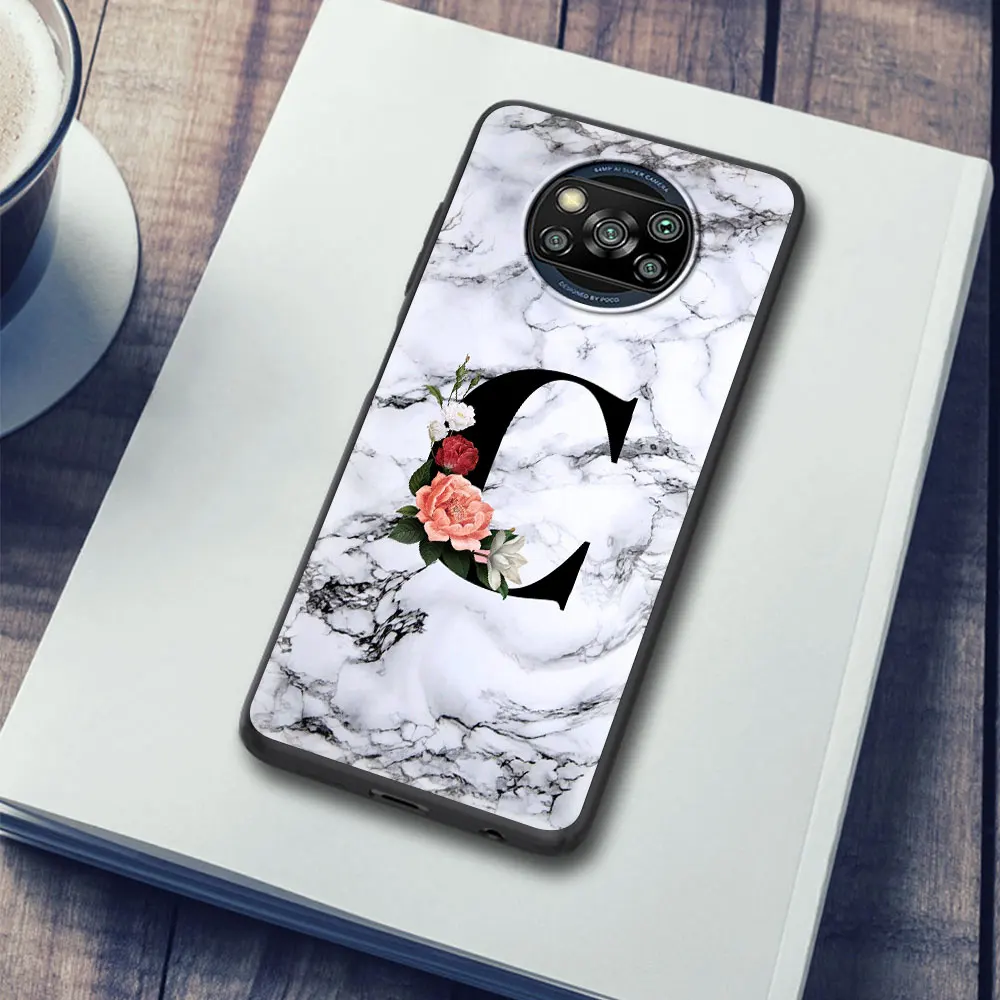 

Phone Case For Xiaomi Redmi Note 9S K40 8 9 8T 9T 7 9C 9A 7A 6A 8A K30 Pro Soft Funda Mobile Cover Marble Letter