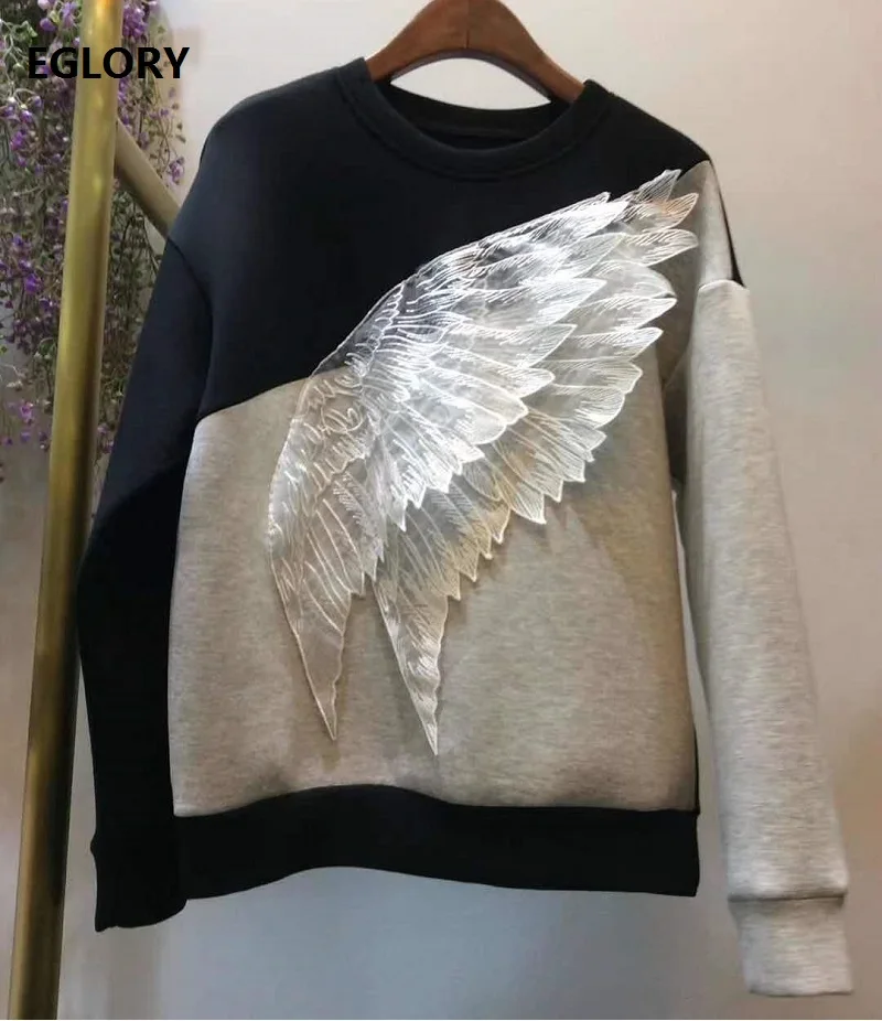 Женский кружевной пуловер с рюшами повседневный свитшот длинным рукавом в стиле