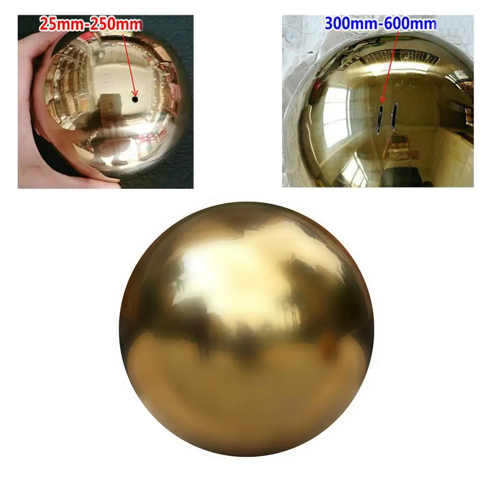 201 Stainless Steel Titanium Gold Hollow Ball Seamless Home&Garden Decoration Mirror Ball Sphere 32mm~100mm images - 6
