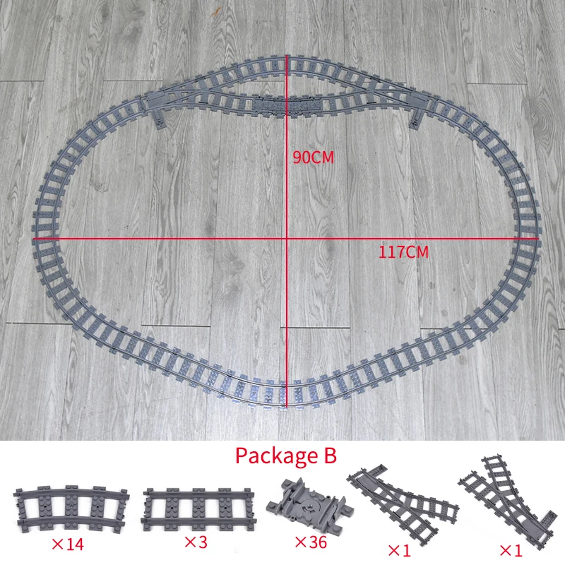 

City Trains Flexible Tracks Forked Straight Curved Rails Switch Building Block Bricks Compatible With Kids DIY Toys