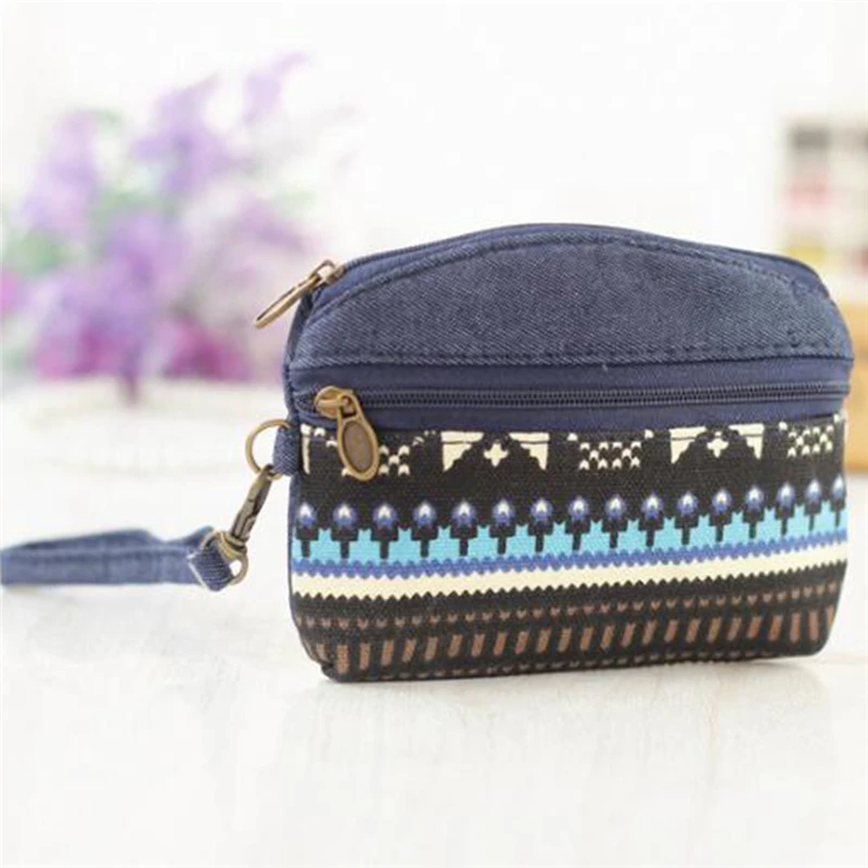 

Ethnic Canvas Wallet Women Double Zipper Coin Purses Children Coin Wallet For Girls Key Wallets 2022
