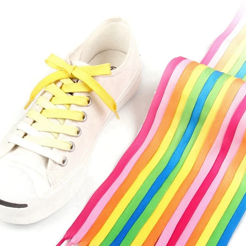 

1 Pair Colorful Flat Shoelaces Candy Shoelace Rainbow Shoe Laces Fit Kids Adult Canvas Sneakers Laces Shoe Accessoires
