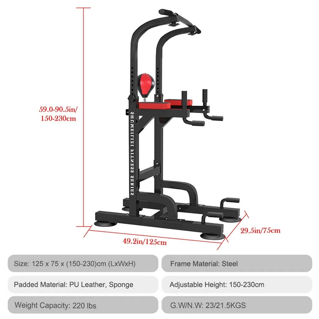 

Power Tower Height Adjustable Dip Station Chin Up Bar Heavy Duty Multi-function Push-up Power Tower for Home Gym Fitness