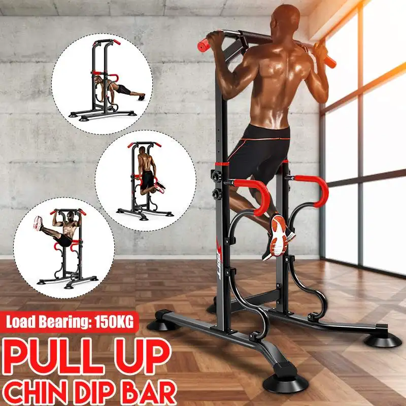 

150KG Height Adjustable Pull Up Horizontal Bar Multifunction Workout Pull Up Station Power Tower Home Gym Fitness Equipment