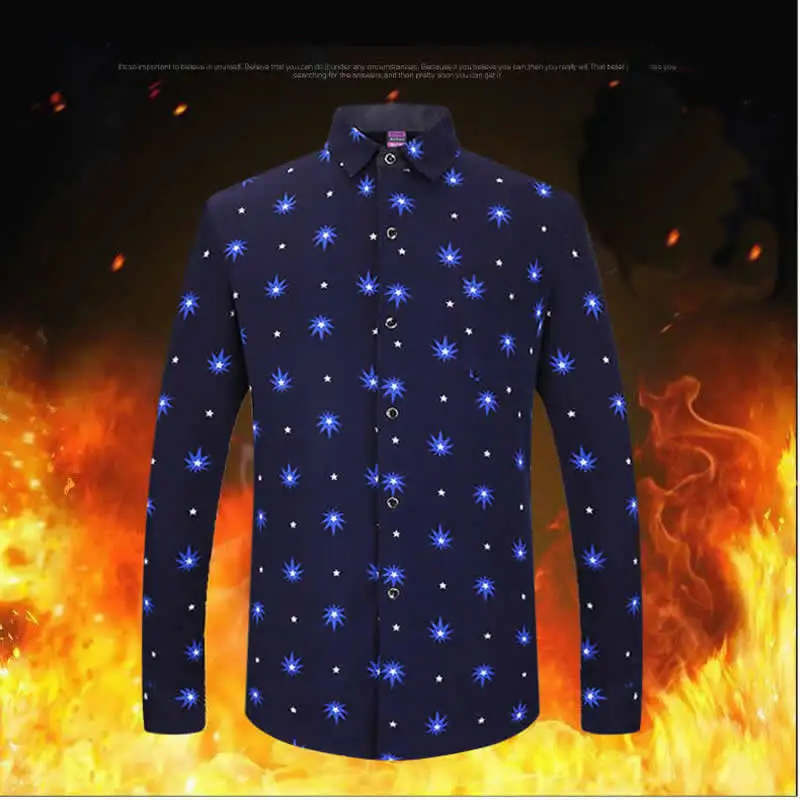 

2019 Fashion men's shirt blouse 100% Cotton man Winter velvet thick warm print lattice Plus size 6XL Long Sleeved shirt Soft