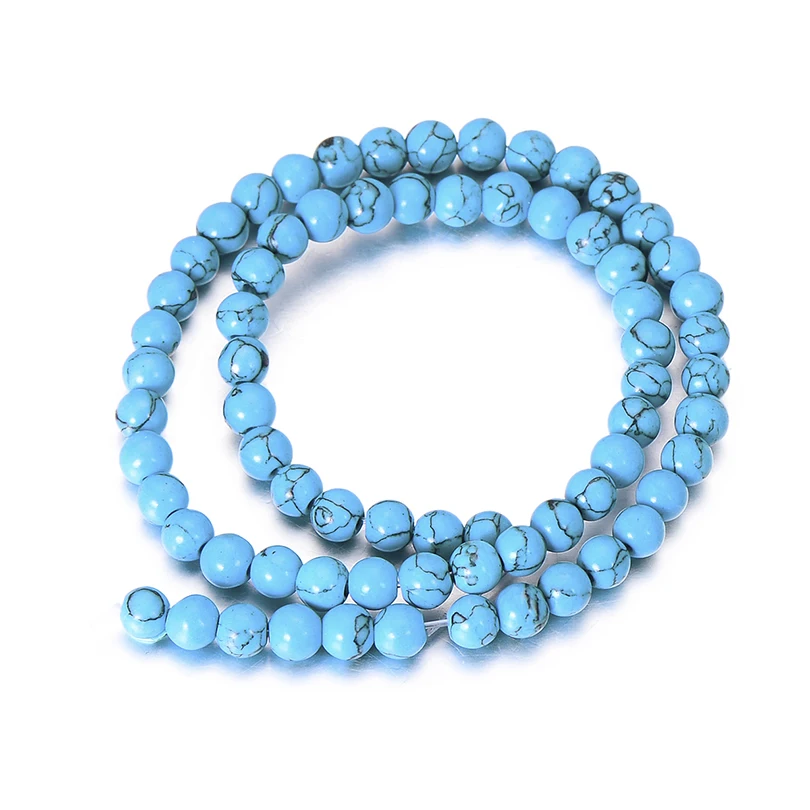 blue line Turquoise Натуральный Камень Бисер для изготовления ювелирных изделий браслет Цепочки и ожерелья тигровый глаз и лавовый камень Свободные Круглые бусины Diy аксессуары для рукоделия - Цвет: blue line Turquoise