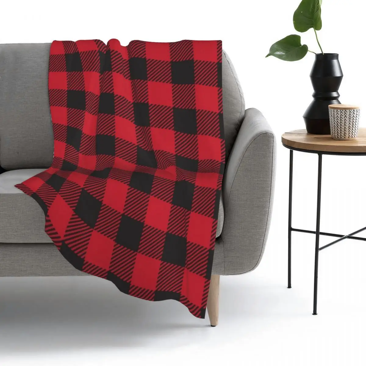 

Red And Black Buffalo Plaid Throw Blanket Bedspread Bed Blanket Sofa Blanket flannel Cozy bedclothes Home travel Adult child