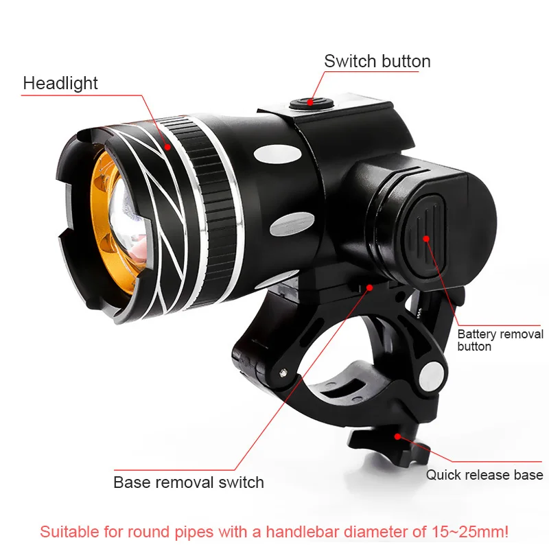 USB Charging Bicycle Light Zoom XML T6 LED Front 360 Degree Rotating MTB Headlight Waterproof Cycling Flashlight | Спорт и