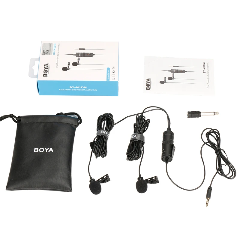 

BOYA BY-M1DM BY-M1 Microphone with 6M Cable Dual-Head Lavalier Lapel Clip-on for DSLR Canon Nikon IPhone Camcorders Recording